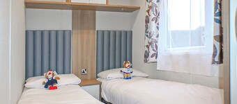 12ft-wide caravan with one double and one twin.