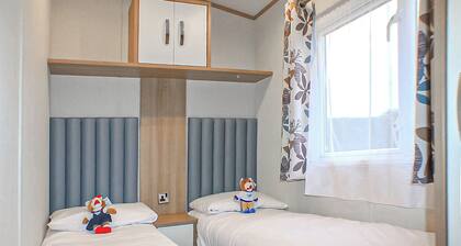 12ft-wide caravan with one double and one twin.