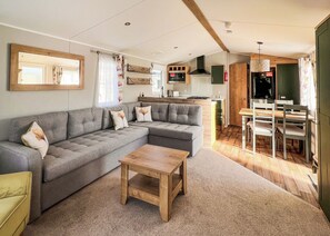 Living area - Quality 12ft-wide caravan with one double and one twin. (Chester)