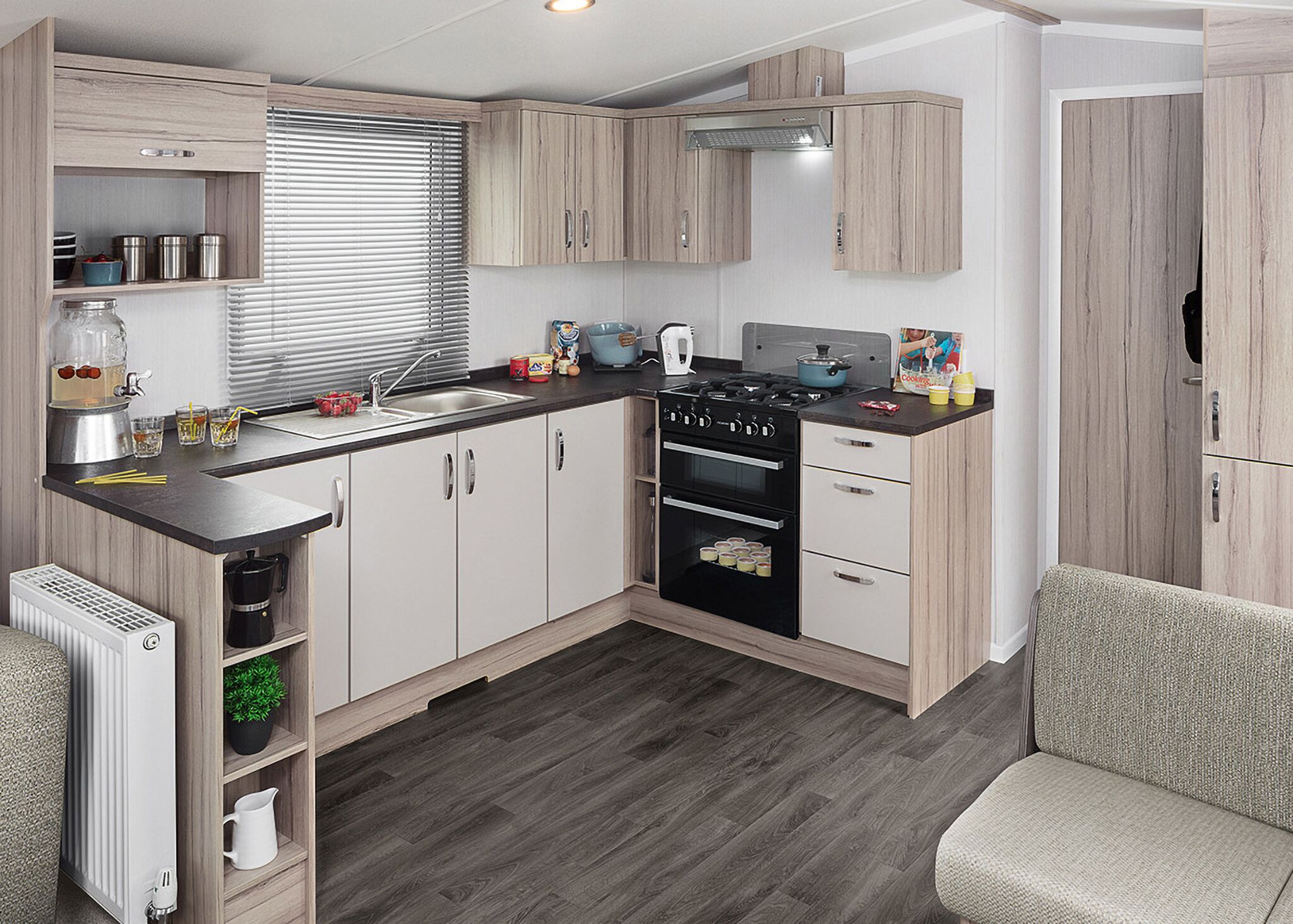 Réfrigérateur, four, plaque de cuisson, grille-pain