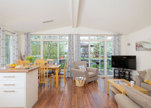 Modern and comfortable 2-bedroom caravan with one double and one twin bedroom.