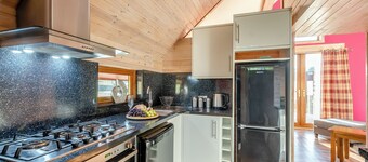 Traditional country style A-frame lodge.