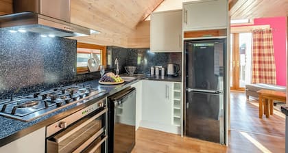 Traditional country style A-frame lodge.