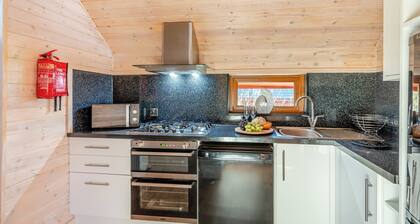 Traditional country style A-frame lodge.