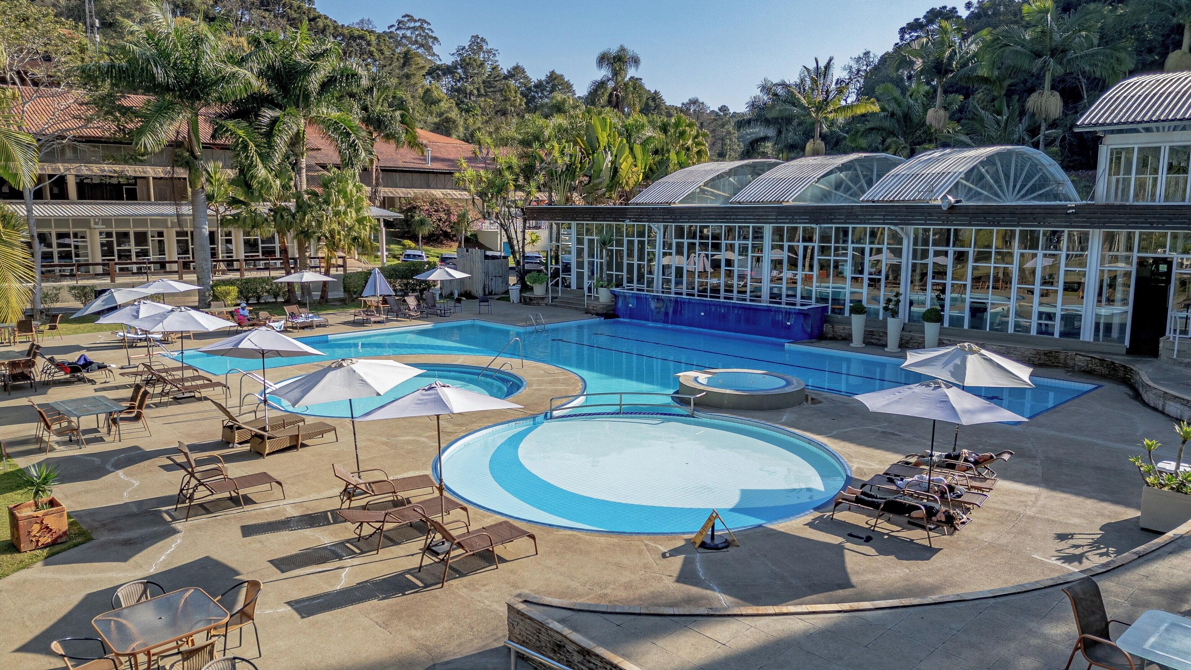 Indoor pool, outdoor pool, sun loungers