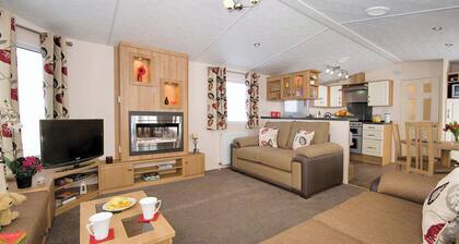 Top of the range 12ft-wide caravan with one double and one twin.