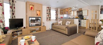 Top of the range 12ft-wide caravan with one double and one twin.
