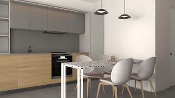 Geladeira grande, fogão, cooktop, lava-louças