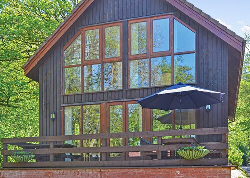 Luxury lodge residing at the top of the wooded valley.