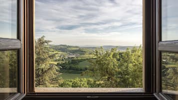 Vue sur la campagne depuis lâhĂ©bergement