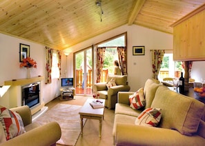 TV - Log cabin with one double with en suite shower and two twin. (Ettrick Valley, Nr Hawick)