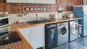 Fridge, oven, stovetop, dishwasher