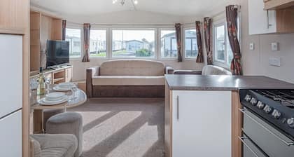 12ft-wide quality caravan with one double and two twin.