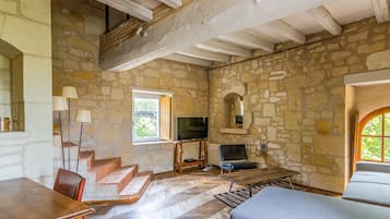 TV, fireplace, table tennis