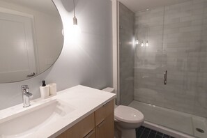 Douche, sèche-cheveux, serviettes fournies, papier toilette