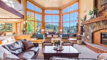 TV, fireplace, foosball