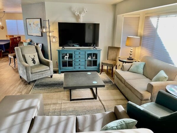 TV, foosball, offices