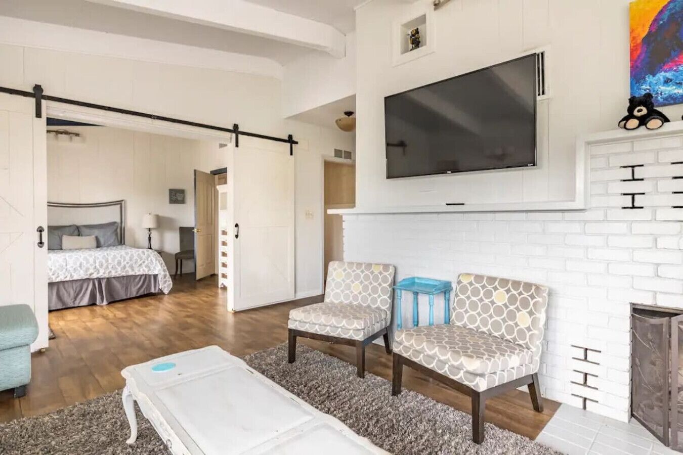 1 bedroom, desk, iron/ironing board, travel crib