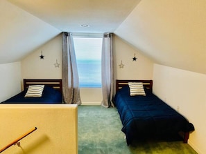 1 bedroom, desk, iron/ironing board, travel cot