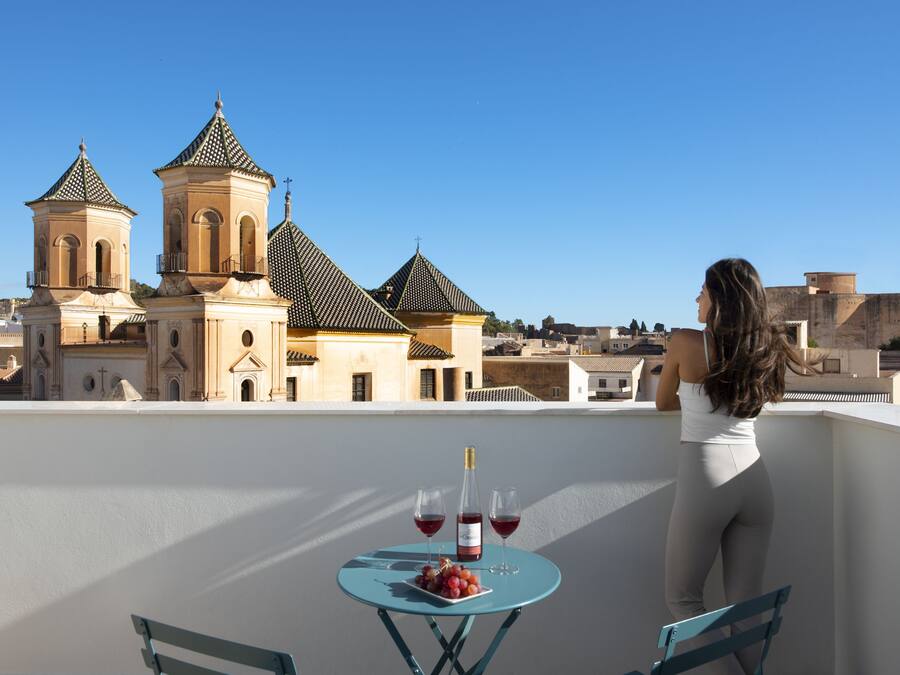 Deluxe maisonnette, 1 slaapkamer, terras, uitzicht op stad | Terras
