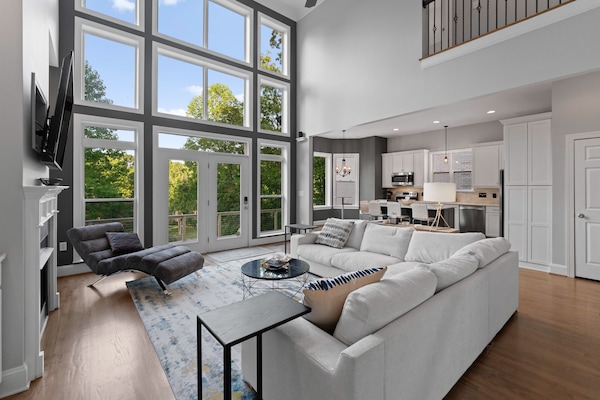 Living Room open to the kitchen with a view!