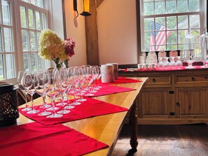 Dinner served, garden views