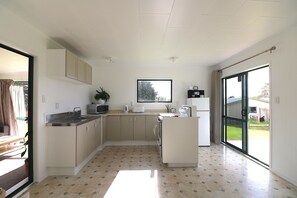 Fridge, microwave, oven, electric kettle