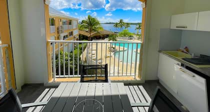 Superb, bright studio overlooking pool and lagoon