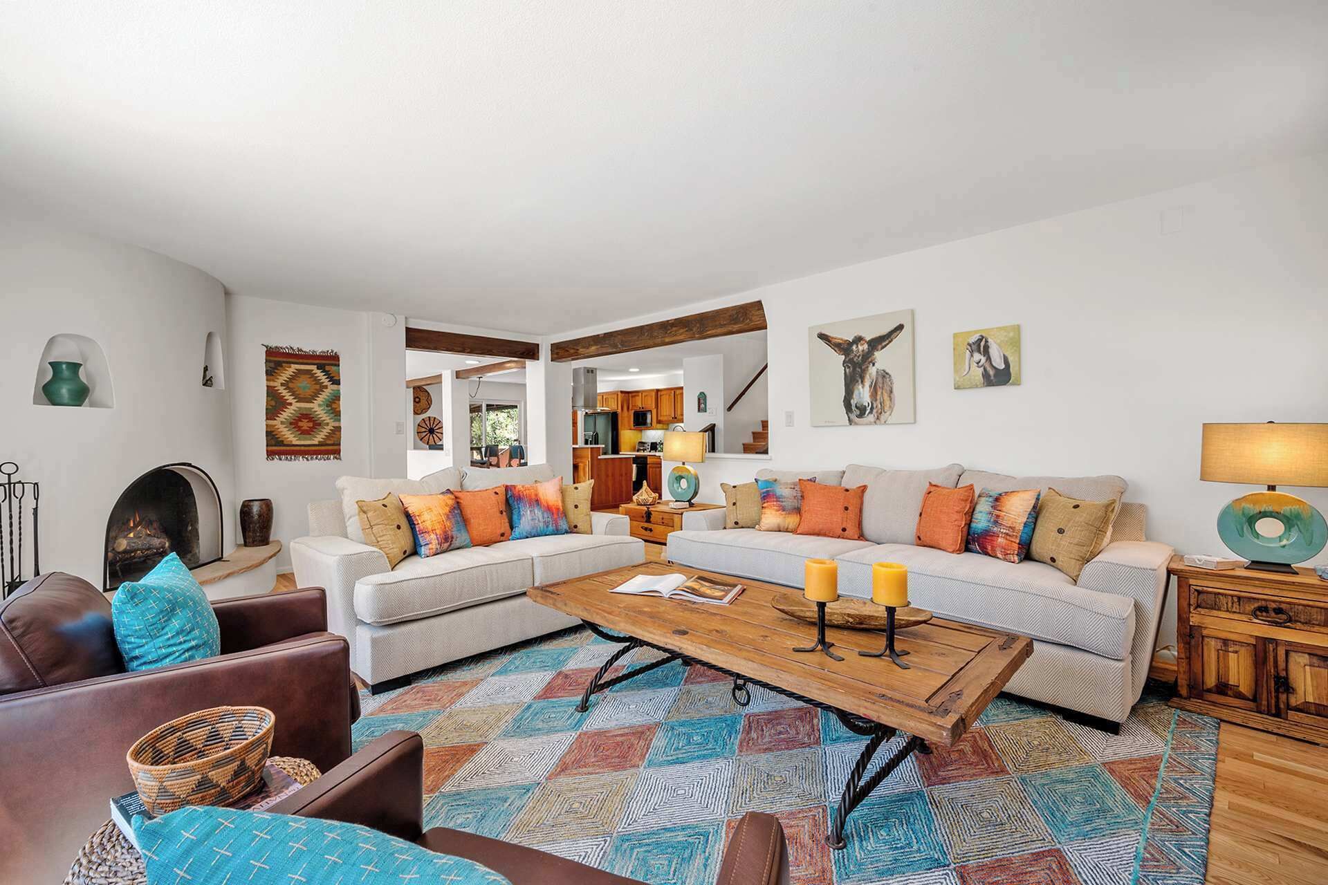 TV, fireplace, offices