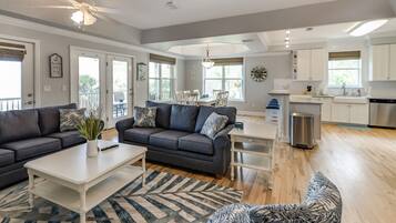 Smart TV, DVD player, books, video library