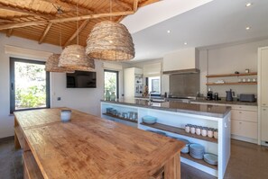 Fridge, oven, dishwasher, coffee/tea maker