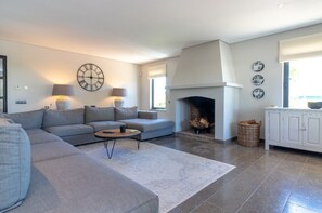TV, fireplace