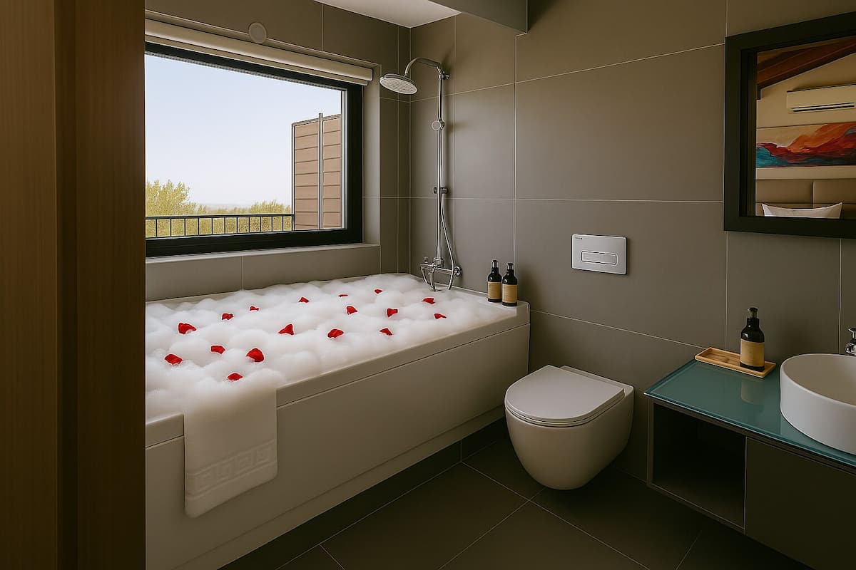 Signature Süit, Deniz Manzaralı | Banyo | Lüks banyo/kozmetik ürünleri, saç kurutma makinesi, terlik, havlu