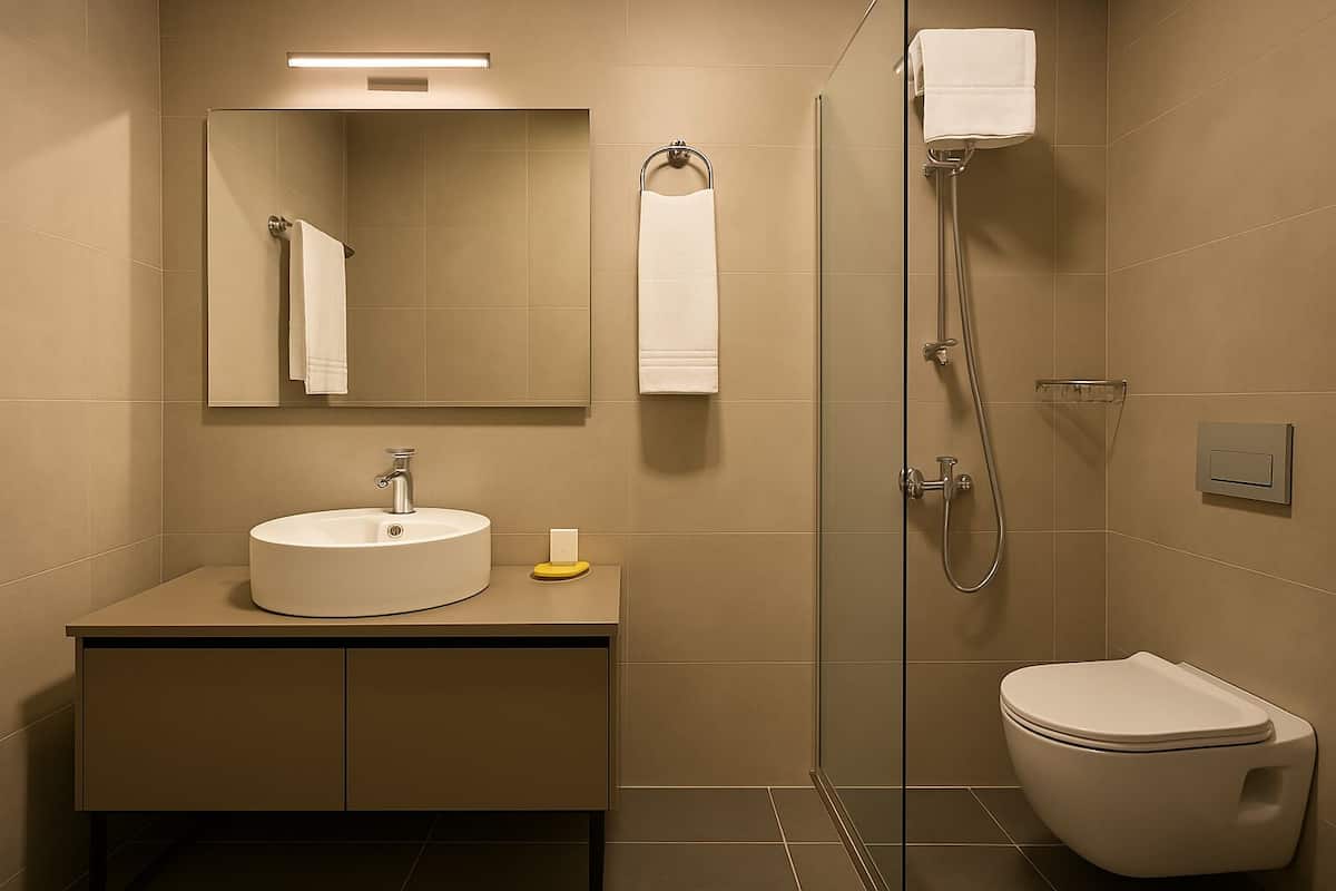 Comfort Tek Büyük Yataklı Oda, Balkon, Deniz Manzaralı | Banyo | Lüks banyo/kozmetik ürünleri, saç kurutma makinesi, terlik, havlu