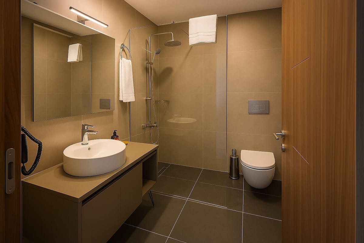 Lüks banyo/kozmetik ürünleri, saç kurutma makinesi, terlik, havlu