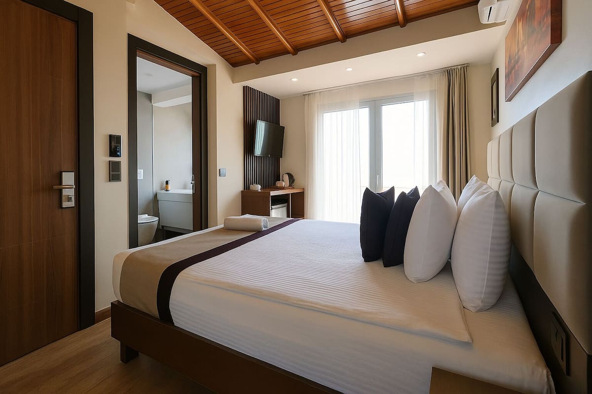 Elite Double Room, Hot Tub, Sea View | Premium bedding, minibar, in-room safe, desk