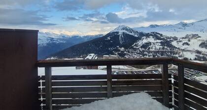 Funktionales, teilbares Studio direkt an der Piste mit Mont-Blanc-Blick
