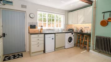 Fridge, dishwasher, electric kettle, toaster