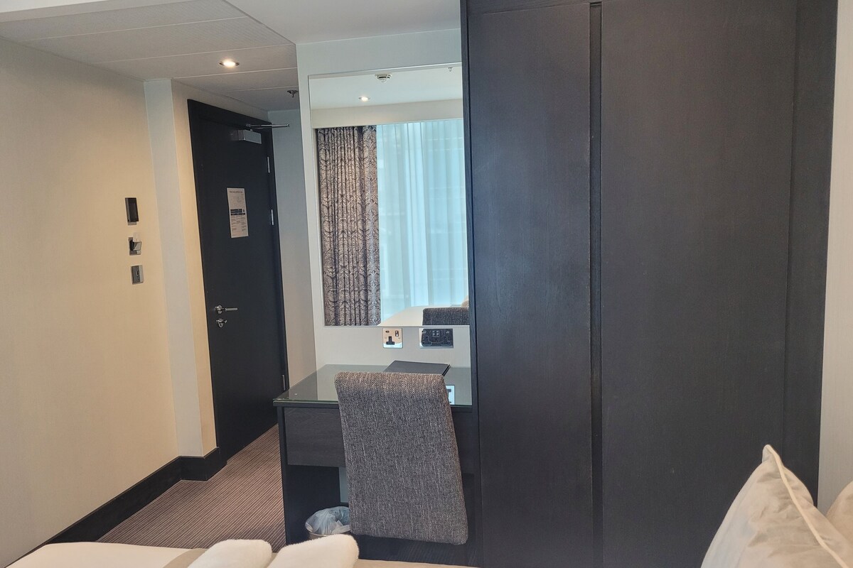 In-room safe, desk, laptop workspace, blackout drapes
