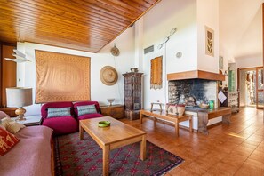 TV, caminetto, lettore DVD, tavolo da ping pong