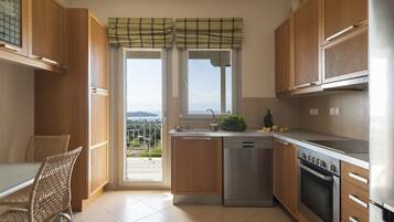 Fridge, oven, dishwasher, coffee/tea maker