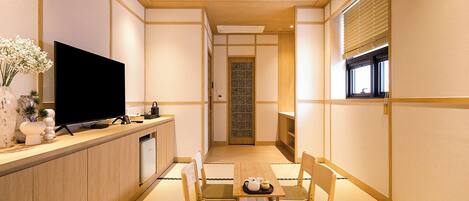 Japanese-style Suite, Non Smoking, Mountain View | Living area | 50-inch LED TV with digital channels, TV, pay movies