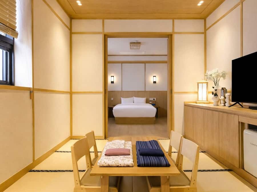 Japanese-style Suite, Non Smoking, Mountain View | Living area | 50-inch LED TV with digital channels, TV, pay films