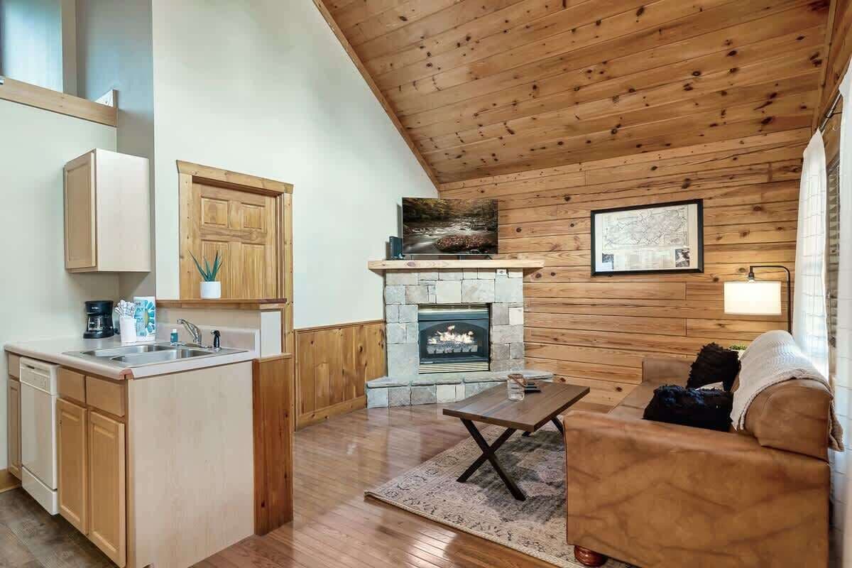 Télévision, cheminée, espaces bureaux