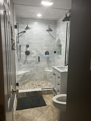 Shower, towels, soap
