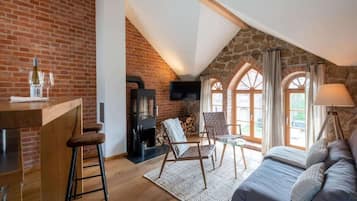 TV, fireplace, offices