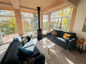 TV, fireplace, books, offices - La Conception Chalet, Fireplace & Nature Views (La Conception)
