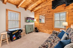 Smart TV, fireplace, video games
