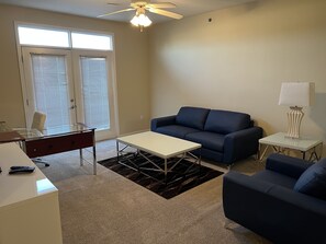 华丽公寓, 2 间卧室 | 起居区 | 49-英寸LED 电视（配备数码频道）、电视、流媒体服务