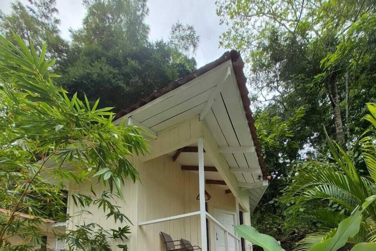 A house with a covered porch and a staircase leading to a deck.
